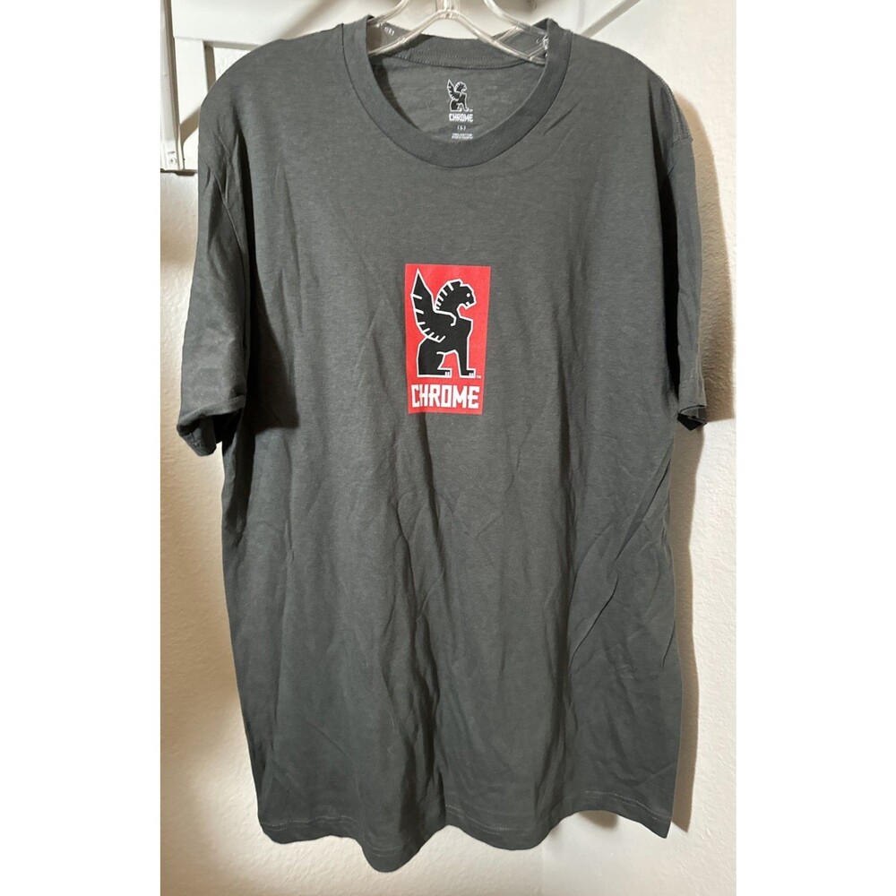 CHROME Industries Shirt Size Large Dark Gray Graphic Logo Crew Neck